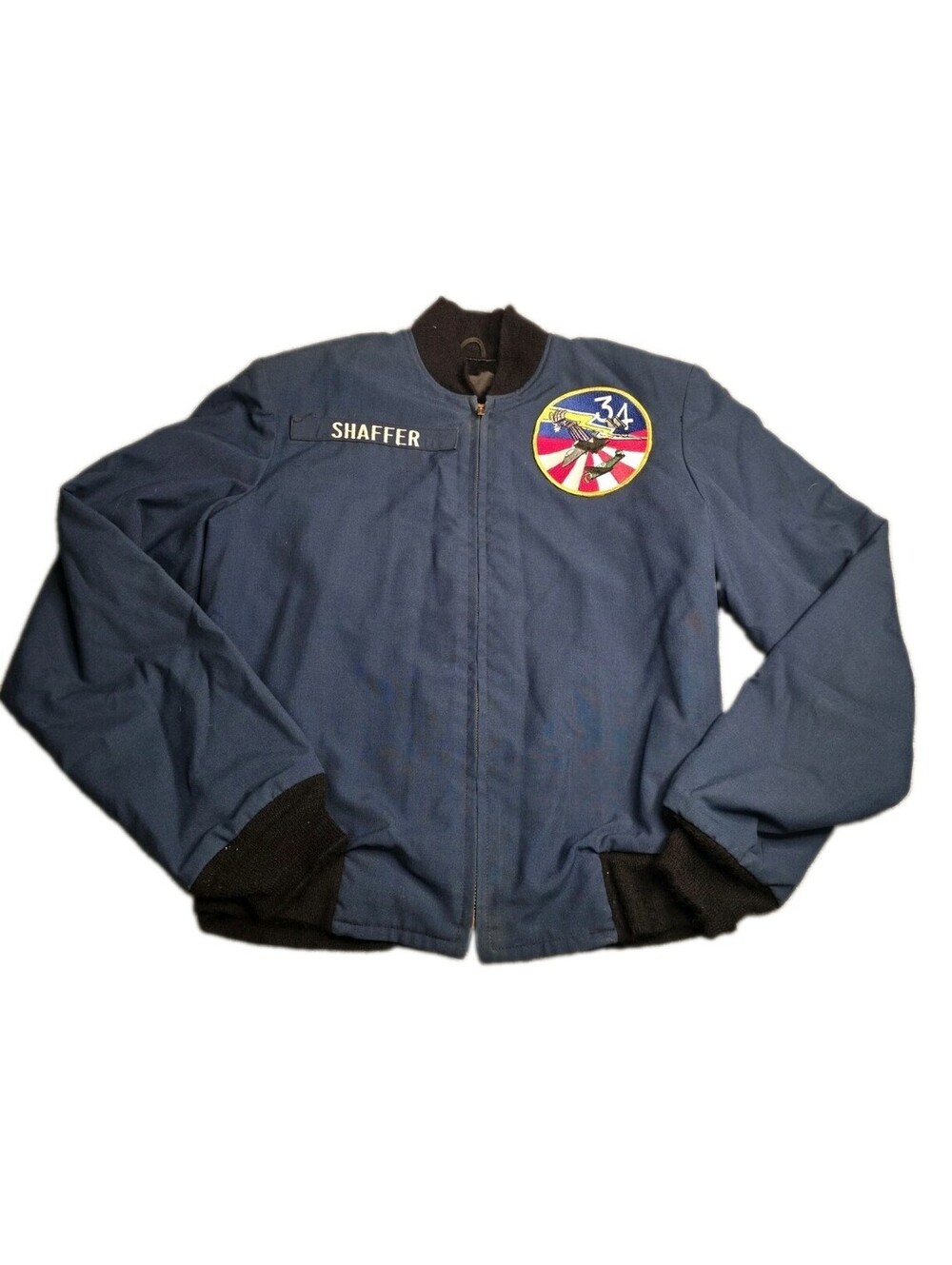 Vintage 1985 USAFA Cadet Jacket Blue Ippoliti Inc. 42XL Patched Shaffer Flight